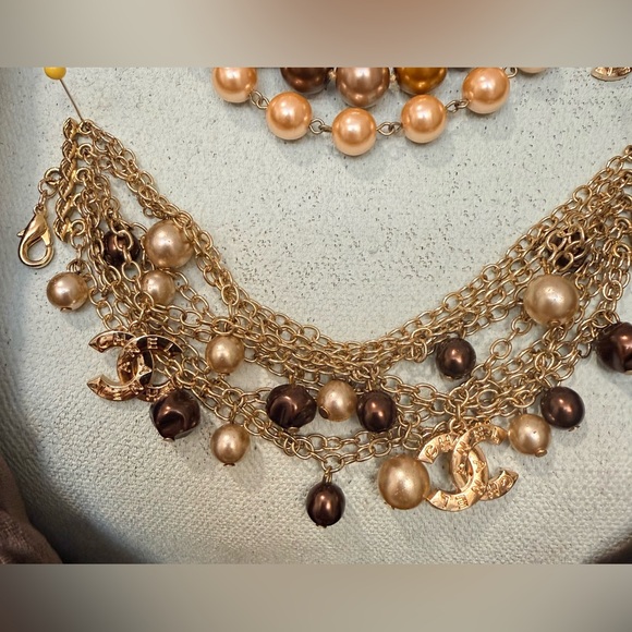 Silky Beige Button-Front Women's Shirt with Jewelry Set - Picture 13 of 14